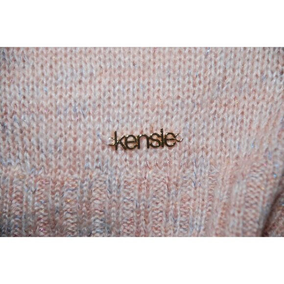 Kensie Nordstrom Faux Wrap Size M Pink Metallic Sparkle Sweater V-Neck Thin Knit - Picture 10 of 12